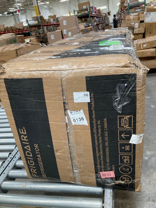 Photo 1 of   It has several dents and is used.   sFrigidaire 7.5 Cu. ft. Refrigerator, Platinum Series, Standard Door Style - Stainless Look