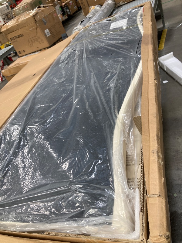 Photo 1 of  missing parts   Homfa King Size Bed Frame, Modern Velvet Tufted Wingback Bed, Platform Bed with 55"H Upholstered Headboard, Off-White