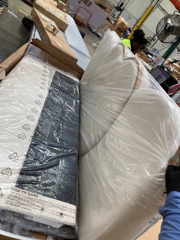 Photo 1 of  missing parts  Queen Upholstered LED Bed Frame with 2 Storage Drawers and Adjustable Chic Double Wavy Headboard, Velvet Princess Platform Bed with Charing Station, Solid Wood Slats Support,No Box Spring Needed,Beige