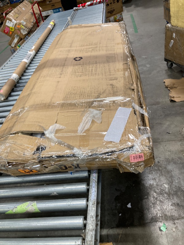 Photo 1 of ***(MISSING PARTS -SELLING AS IS ONLY)*** 
  Furinno Laval Double Row Nail Head Upholstered Platform Bed Frame, King, Glacier