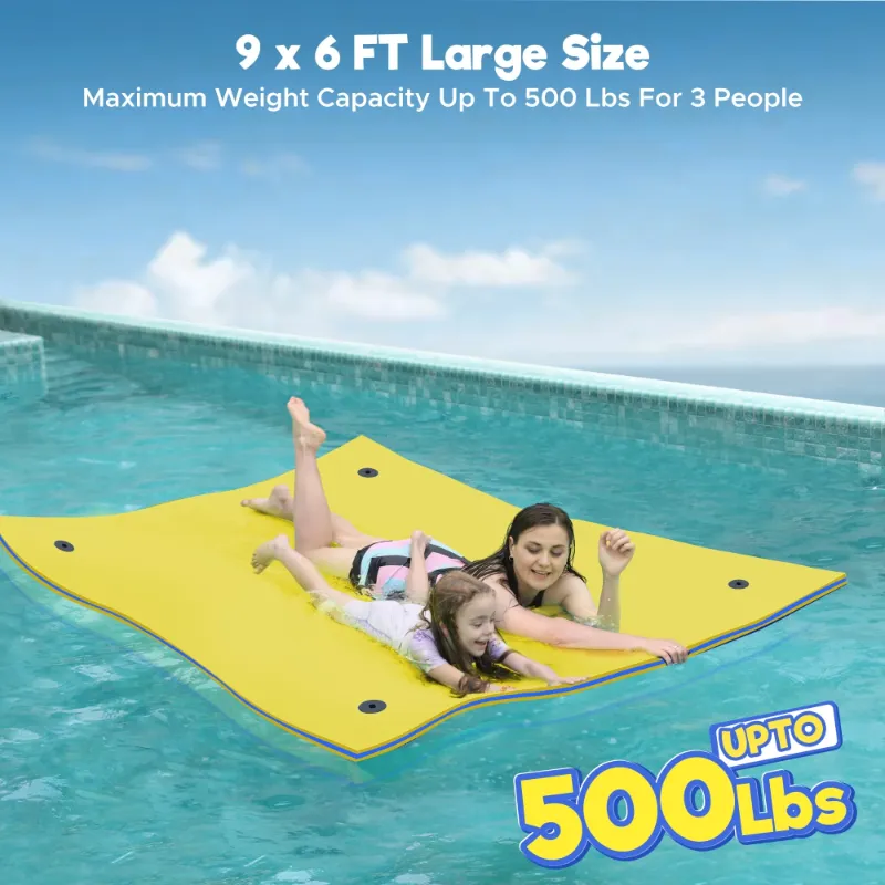 Photo 1 of  no function, WARMOUNTS Water Floating Mat Foam Pad, 9x6ft Bouncy Tear-Resistant XPE Foam, Recreation and Relaxing for Pool Lake River Ocean Outdoor Water Activities