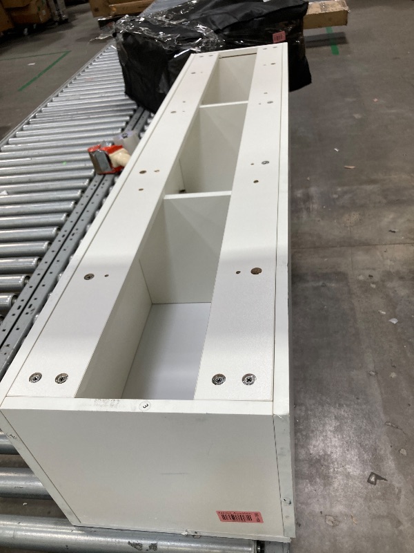 Photo 1 of USED SUSSURRO Floating TV Stand Wall Mounted with LED Lights and Power Outlets, 71'' Modern High Gloss Entertainment Center for 85 inch TVs, Media Console Hanging TV Shelf for Living Room? White