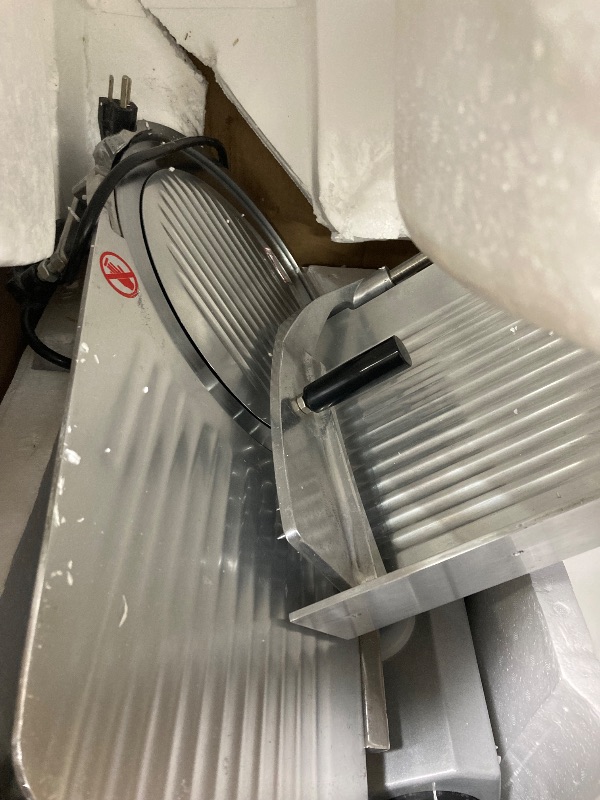 Photo 1 of **MISSING PARTS/NO GUARD**VEVOR Commercial Meat Slicer, 320W Electric Deli Food Slicer, 12 inch Carbon Steel Blade Electric Food Slicer, 350-400RPM Meat Slicer, 0-0.6 inch Adjustable Thickness for Cheese, Veggies, Ham