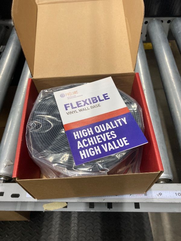 Photo 1 of FOSLUOC Flexible Baseboard Molding Trim, 4 Inch x 20 Feet Self-Adhesive Vinyl Wall Base Cove Base, Peel and Stick Rubber Wall Base Baseboard Trim with 1 PC Utility Knife, Black