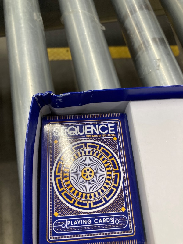 Photo 1 of ***(DAMAGE ON BOARD CORNERS/BENT)*** 
Sequence Premium Edition - Stunning Set with Giant Board (20.25 x 26.25 inches), Exclusive Chips and Deluxe Cards by Goliath, Blue, for Ages 7+