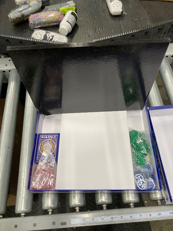 Photo 1 of ***(DAMAGE ON BOARD CORNERS/BENT)*** 
Sequence Premium Edition - Stunning Set with Giant Board (20.25 x 26.25 inches), Exclusive Chips and Deluxe Cards by Goliath, Blue, for Ages 7+