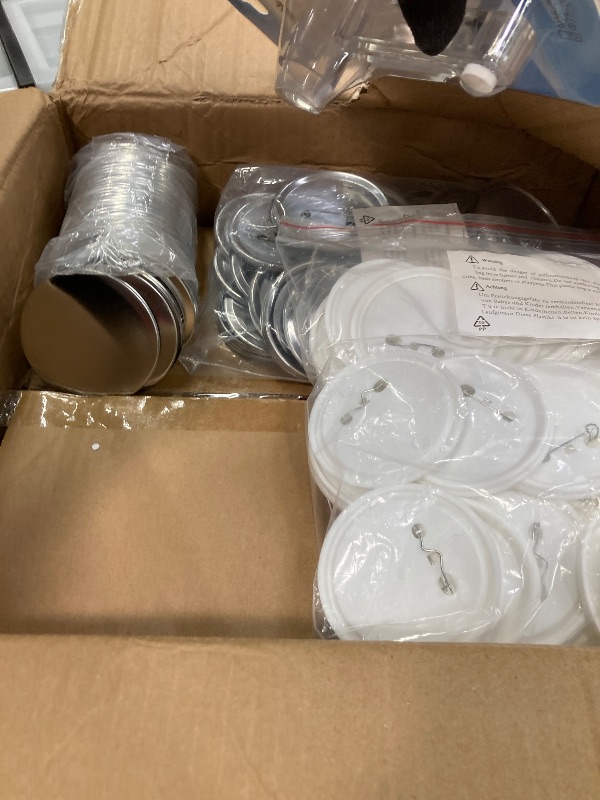 Photo 1 of  1.25 Inch Button Maker Supplies, 32mm Round Badge Parts with Metal Covers, Plastic Pin Backs, Clear Film & Blank Paper, Perfect for Button Maker Machine & Badge Press
