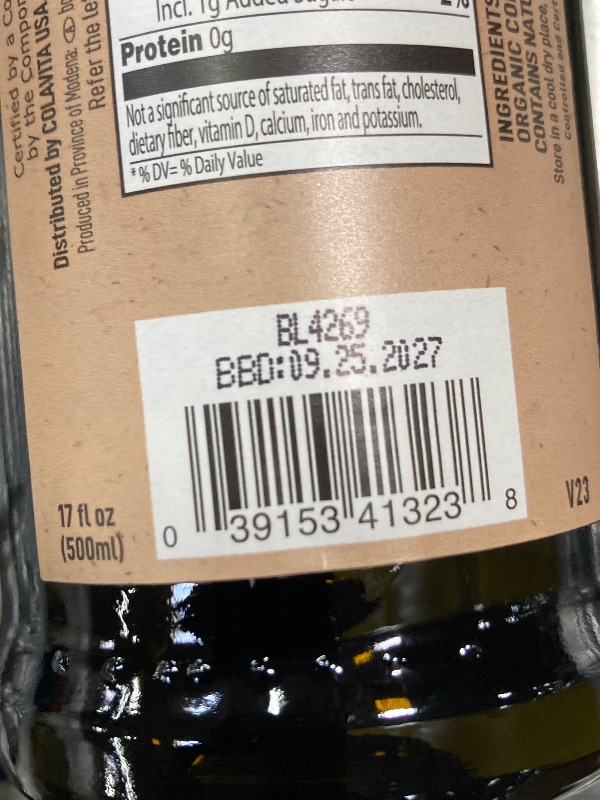 Photo 1 of **expi 09 25 2027Colavita Organic Balsamic Vinegar of Modena, 17 Fl.Oz (Pack of 6)