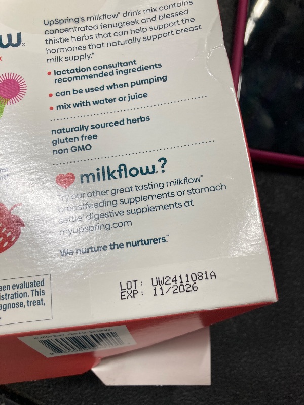 Photo 1 of **EXP 11 2026**UpSpring Milkflow Electrolyte Breastfeeding Supplement Drink Mix with Fenugreek | Berry Flavor | Lactation Supplement to Support Breast Milk Supply & Restore Electrolytes | 16 Drink Mixes