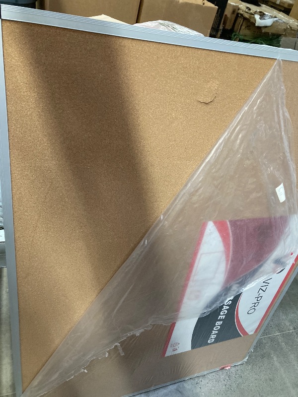 Photo 1 of **2 SMALL CRACKS- SEE PICS**VIZ-PRO Cork Notice Board, 48 X 36 Inches, Cork Bulletin Board with Silver Aluminium Frame