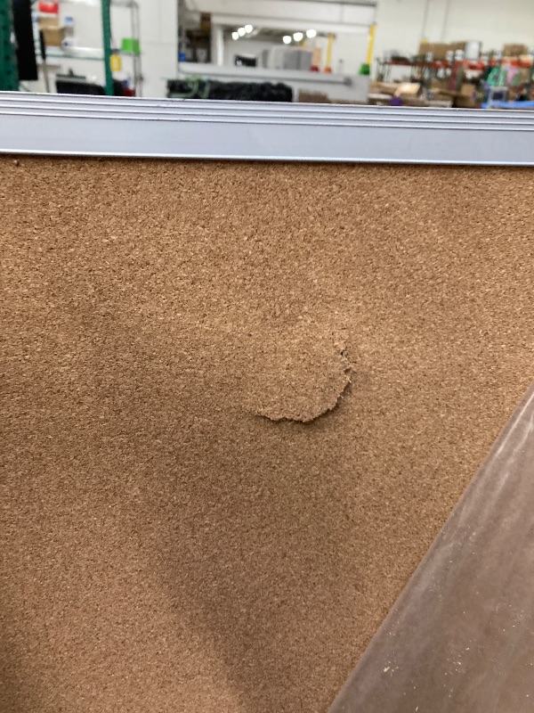 Photo 1 of **2 SMALL CRACKS- SEE PICS**VIZ-PRO Cork Notice Board, 48 X 36 Inches, Cork Bulletin Board with Silver Aluminium Frame
