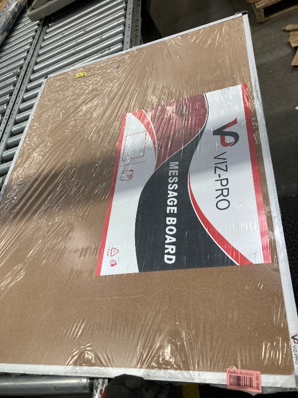 Photo 1 of **2 SMALL CRACKS- SEE PICS**VIZ-PRO Cork Notice Board, 48 X 36 Inches, Cork Bulletin Board with Silver Aluminium Frame