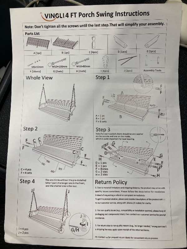 Photo 1 of **reference image**Psilvam Porch Swing, 2-Person Poly Lumber Outdoor Porch Swing, All-Weather Farmhouse Patio Swing That Never Rot and Fade, Suit for Garden, Porch and Park (51" D x 27" W x 23" H)