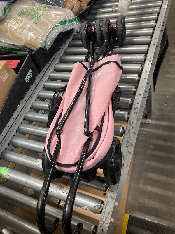 Photo 1 of **refere4nce image**CL.HPAHKL Small Pet Stroller, 4 Wheels Dog Stroller for Small/Medium Pets All Terrain Dog Stroller with Cup Holder, Storage Basket Breathable and Visible Pet Cart for Travel & Jogging, Pink
