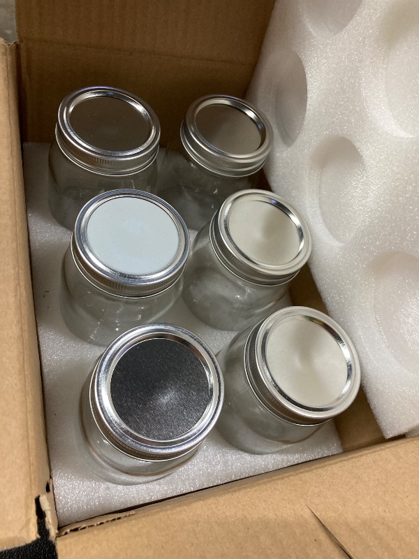Photo 1 of [6 Pack] 16 oz. Regular-Mouth Glass Mason Jars with Metal Airtight Lids and Bands for 1 Pint Canning, Preserving, & Meal Prep