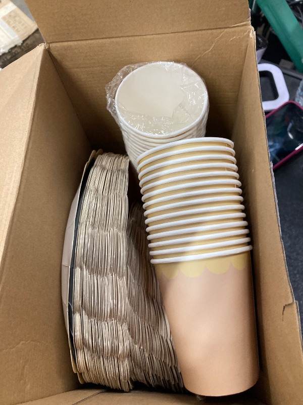 Photo 1 of *parcial set**Mimorou 338 Pcs Sage Green and Brown Plates and Napkins Party Supplies for Guests Woodland Baby Shower Tableware Include Forest Scalloped Plates Paper Napkin Cup Spoon Fork Knife for Wedding Birthday