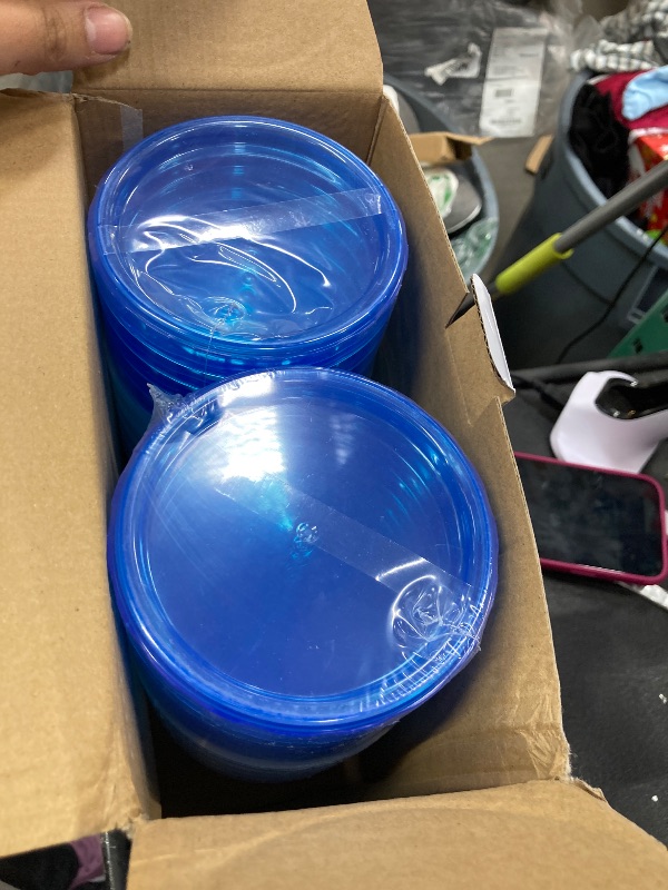 Photo 1 of [32 oz 10 Pack] Food Storage Freezer Containers Clear Bottom with Blue Twist Top Lids Reusable, Plastic Airtight Meal Prep Containers BPA Free | Stackable | Leakproof | Microwave/Dishwasher Safe
