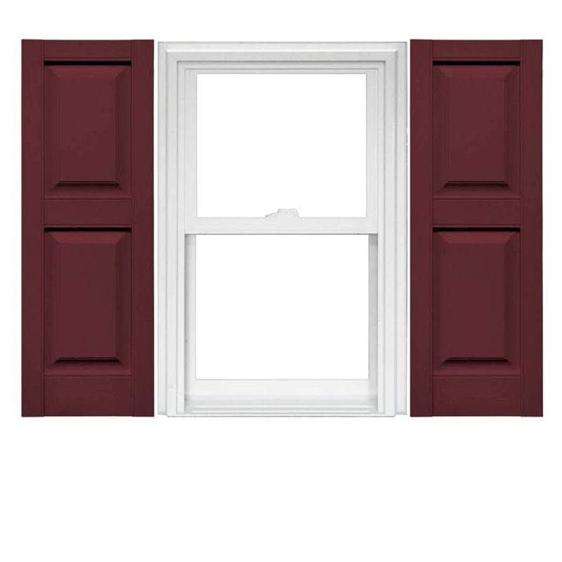 Photo 1 of 12"W x 64"H Mid-America Vinyl, TailorMade Two Equal Panels, Raised Panel Shutters, w/Installation Shutter-Lok's (Per Pair), 078 - Wineberry