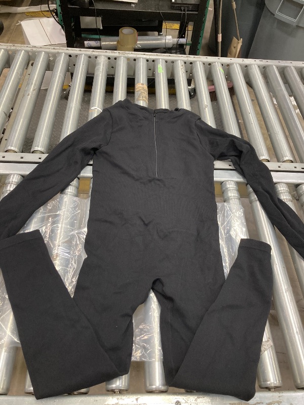 Photo 1 of  Long Sleeve Jumpsuits for Women, Ribbed One Piece Casual Yoga Workout Zip Front Bodycon, Legging Fit SIZE XL 