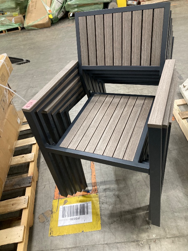 Photo 1 of ***(NOT IN BOX, NO ORIGINAL PACKAGING, SOME SCUFFS/SCRATCHES, DENTS-SELLING AS IS)*** 
Aluminum Outdoor Patio Dining Chairs -  Ergonomic Backrest Design, Detachable Seat Cushion, Soft and Breathable, Garden, Porch, Black, Set of 6  ***(NOT IN BOX, NO ORIG