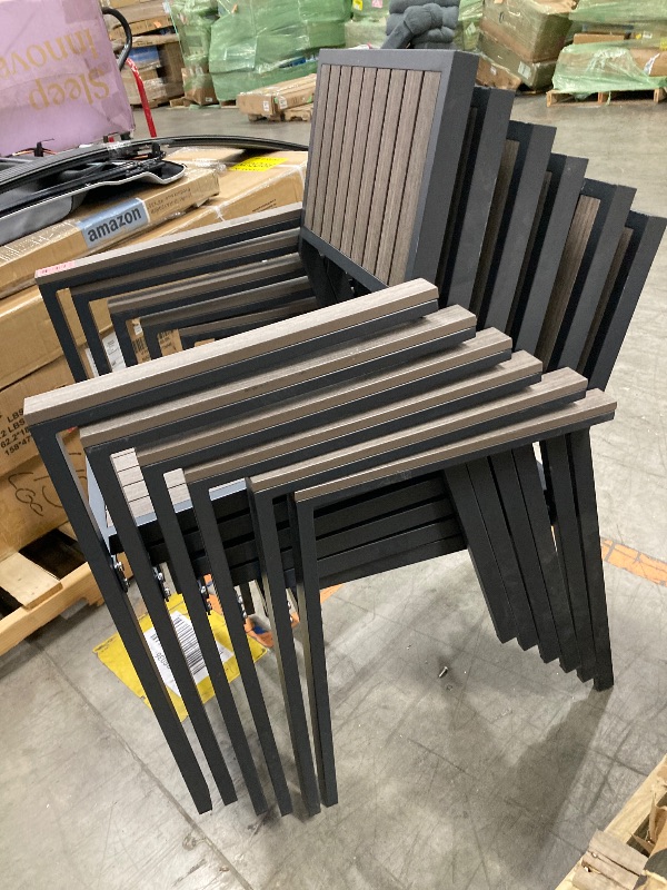 Photo 1 of ***(NOT IN BOX, NO ORIGINAL PACKAGING, SOME SCUFFS/SCRATCHES, DENTS-SELLING AS IS)*** 
Aluminum Outdoor Patio Dining Chairs -  Ergonomic Backrest Design, Detachable Seat Cushion, Soft and Breathable, Garden, Porch, Black, Set of 6  ***(NOT IN BOX, NO ORIG