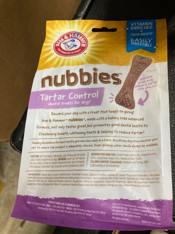 Photo 1 of ***BB 27/11/13***
Arm & Hammer for Pets Nubbies Dental Treats for Dogs with Baking Soda & Calcium, Treat Chews Help Fight Bad Breath, Plaque & Tartar without Brushing, Chicken Dog, Sm Size, 20 Pcs (Packaging may vary)