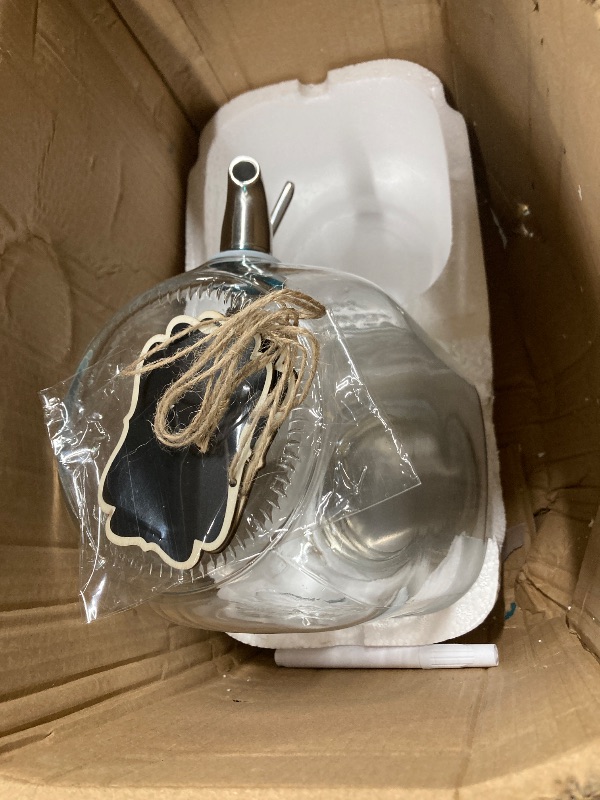 Photo 1 of ***(MISSING ONE ICE CYLINDER, OPEN BOX)*** 1 Gallon Glass Drink Dispensers For Parties 2PACK.Beverage Dispenser,Glass Drink Dispenser With Stand And Stainless Steel Spigot 100% Leakproof.Lemonade Dispenser With Ice Cylinder.Laundry Detergent  ***(BOX RIPP