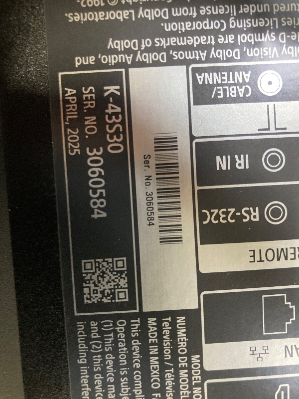 Photo 1 of ***PARTS ONLY***Sony 43-Inch Class 4K Ultra HD BRAVIA 3 LED Smart TV with Google TV, Dolby Vision HDR, and Exclusive Features for PlayStation®5 (K-43S30)***CRACKED SCREEN***