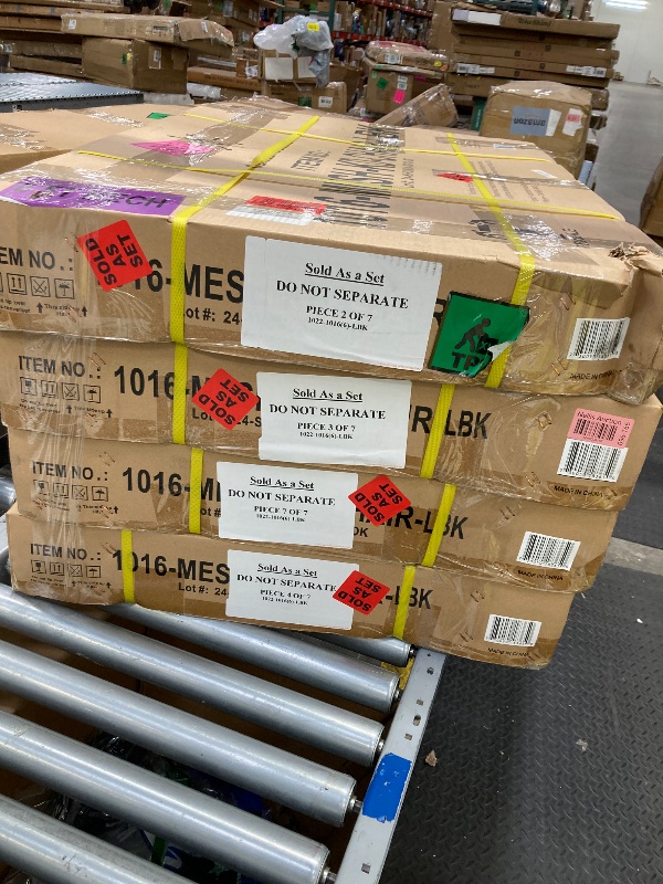 Photo 1 of ***PARTIAL ITEM***BOX 2,3,4&7 ONLY***(4 BOXES OUT OF 7)Oakland Living 1022-1016(6)-LBK Modern Ornate Outdoor Mesh Aluminum 59-in Large Black Round Patio Lazy Susan and Six Chairs Dining Set