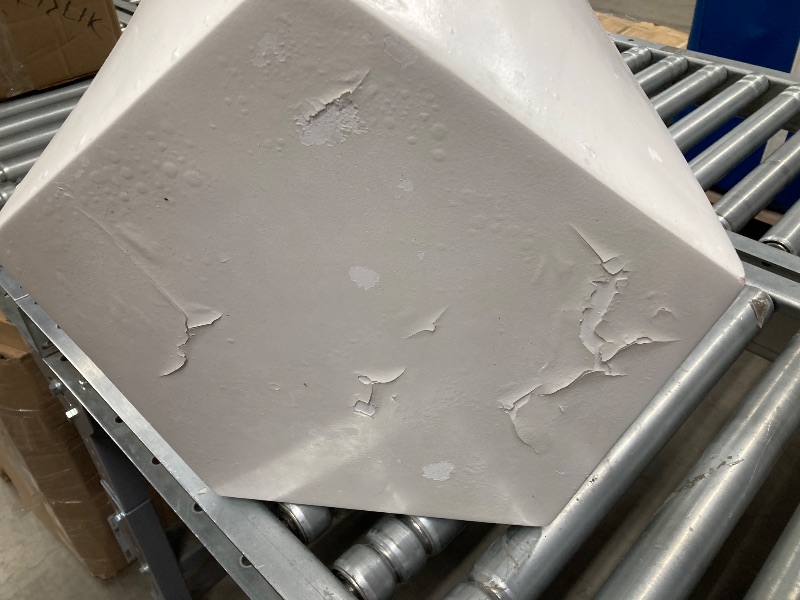 Photo 1 of ***ONLY THE RIGHT SIDE/ITEM HAS CHIPPED PAINT SPOTS-SEE PIC***Christopher Knight Home Skyles Coffee Table Set of 2, Geometric Lightweight Concrete Patio End Table, Contemporary Home Decor, Flexible Indoor Outdoor Coffee Tables, No Assembly Required, White