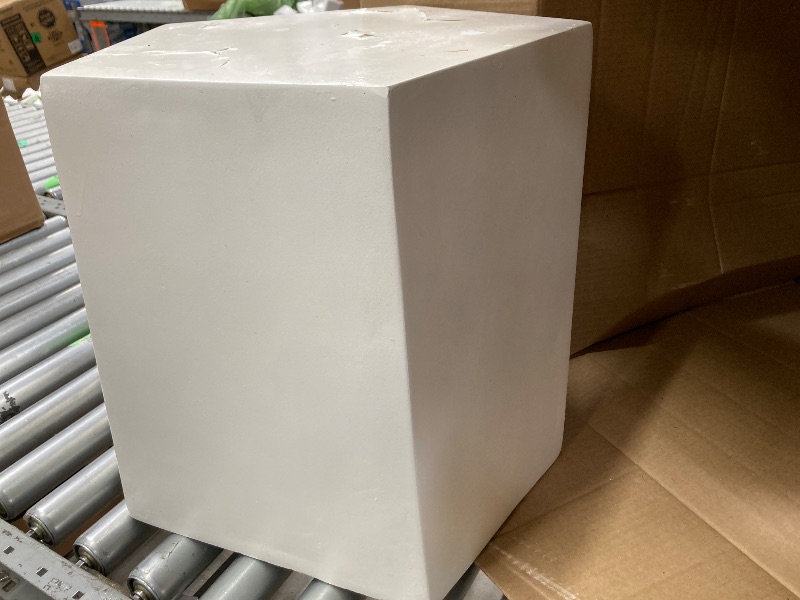 Photo 1 of ***ONLY 1 PIECE OF THE ITEM IS INCLUDED***Christopher Knight Home Skyles Coffee Table Set of 2, Geometric Lightweight Concrete Patio End Table, Contemporary Home Decor, Flexible Indoor Outdoor Coffee Tables, No Assembly Required, White***ONLY 1 PIECE INCL