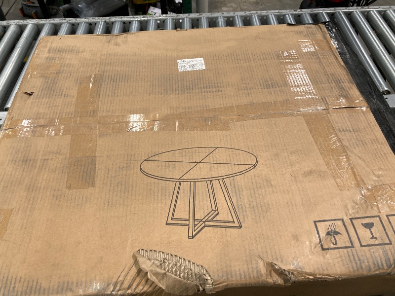 Photo 1 of ***PLEASE TAKE NOTICE THIS IS THE TABLE ONLY* NO CHAIRS***Garvee 47-inch Round Large Dining Table, Wooden Kitchen Table for 4, Industrial Dinner Table with Wooden Top and Metal Base for Home Dining Room or Li