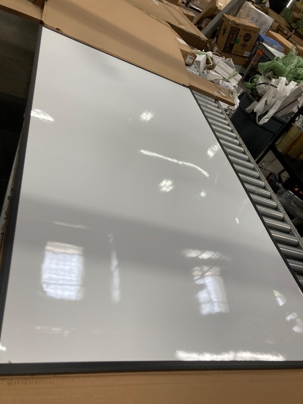 Photo 1 of ***PLZ NOTE THE BENDS IN THE SURFACE***VIZ-PRO Double-Sided Magnetic Mobile Whiteboard, 72 x 40 Inches, Rolling Dry Erase Board Easel Stand on Wheels with Black Aluminium Frame for School Office Home