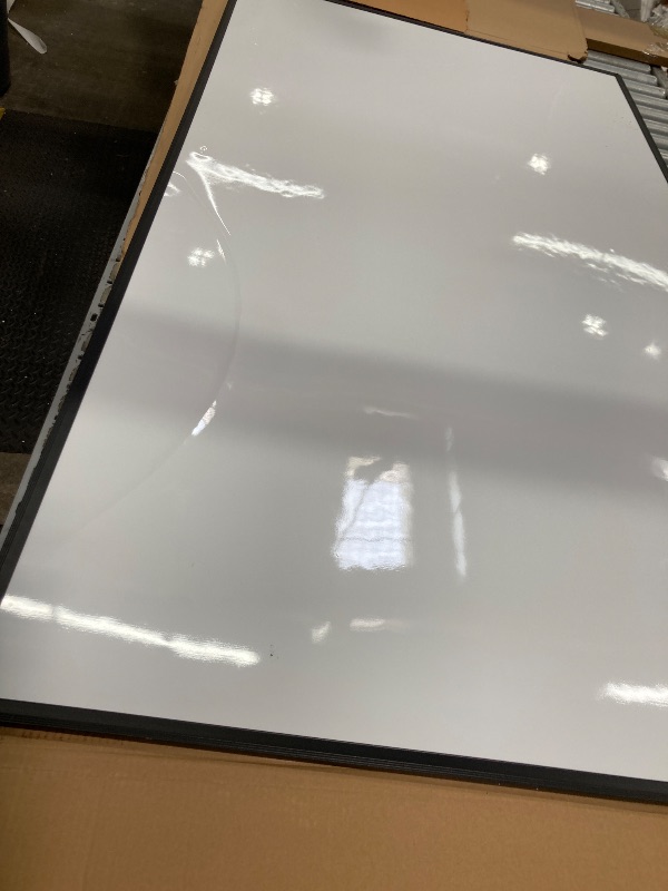Photo 1 of ***PLZ NOTE THE BENDS IN THE SURFACE***VIZ-PRO Double-Sided Magnetic Mobile Whiteboard, 72 x 40 Inches, Rolling Dry Erase Board Easel Stand on Wheels with Black Aluminium Frame for School Office Home