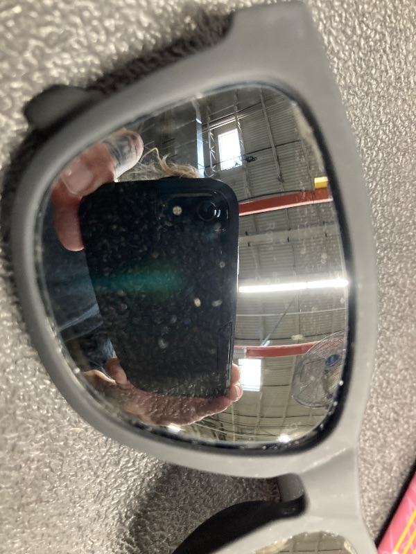 Photo 1 of ***PLZ REFER TO PICS FOR MINOR DAMAGE ON LENS***goodr Ron's Smoke and Mirrors Polarized Sunglasses for Men & Women, Limited Edition, Medium Sized (OG), Black Solid Frame with Silver Mirrored Reflective Lenses, UV400 Protection, No Slip, No Bounce