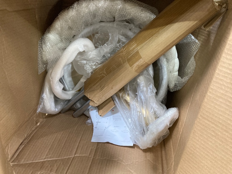 Photo 1 of ***THERE IS ONLY 1 CHAIR THAT CAN POSSIBLY, POSSIBLY, POSSIBLY COME OUT OF THIS BOX***VECELO Bar Stool, Modern Luxury Velvet Woven Counter Height Stool with Back and Arm, Gold Metal Leg & Base, 360 Swivel Bar Chair for Pubs Dining Room, White  ***MISSING 