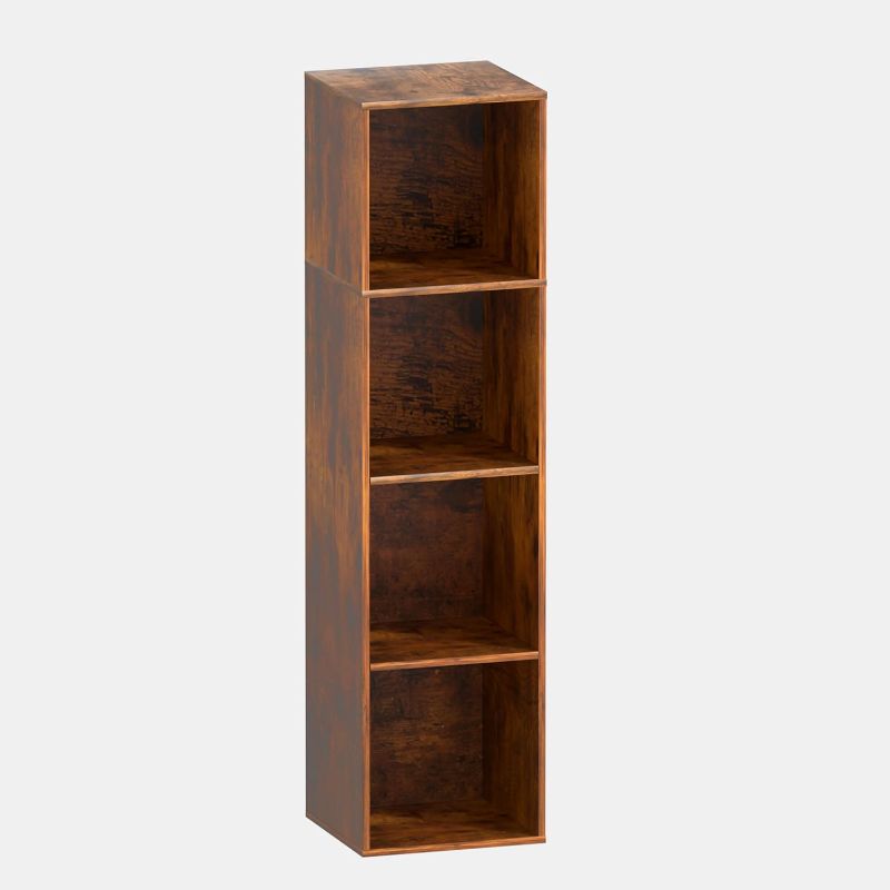 Photo 1 of ***ACTUAL ITEM IS DARKER THAN STOCK PHOTO***4 Cube Storage Organizer, 4 Tier Cube Bookcase Freestanding Storage Display Organizer for Home Office, Four Cubes Open Shelf Bookshelf(Retro espresso, 4 Cube)
