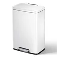 Photo 1 of ***FOOTPEDAL IS BROKEN***Madison Matte White 50 Liter/13.2 Gallon Step Trash Can with Inner Liner - Fingerprint Resistant Finish