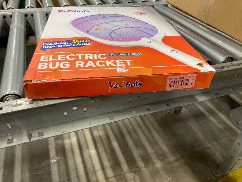 Photo 1 of ***BY THE PACKAGING, IT APPEARS THERE IS A PIECE MISSING. PLZ CONSULT PICTURES***YsChois Electric Fly Swatter Racket, Rechargeable Fly Zapper - 4000 Volt, Exclusive 2-in-1 Bug Zapper Racket - USB Charging, 1800mAh Li-Battery, Indoor & Outdoor Use, White