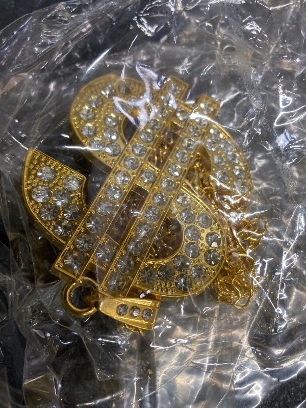 Photo 1 of ***SOME ITEMS ARE MISSING***GIFIKOI 80s 90s Hip Hop Costumes Outfit Kit Fake Gold Chain Necklace Gold Dollar Sign Cap Jewelry Set Rapper Accessories