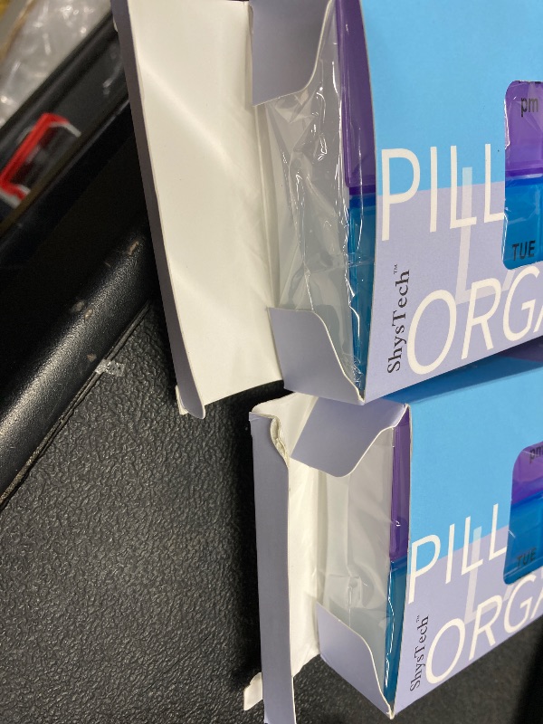 Photo 1 of ***2 PACKS INCLUDED***7 Day Weekly AM PM Pill Organizer, ShysTech Large Pill Case Pill Box for Pills Vitamin Supplements Medication (Purple/Blue)