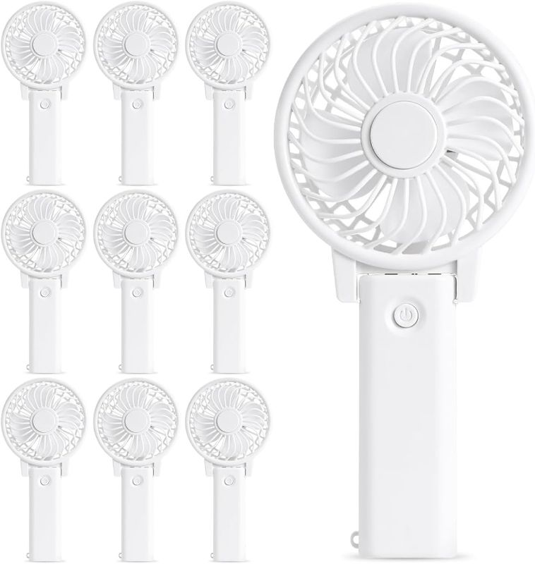 Photo 1 of 10 PCS Portable Handheld Fan Wedding Fan Personal Fan Small Hand Fan Portable Fan White for Wedding Bachelorette Favor
