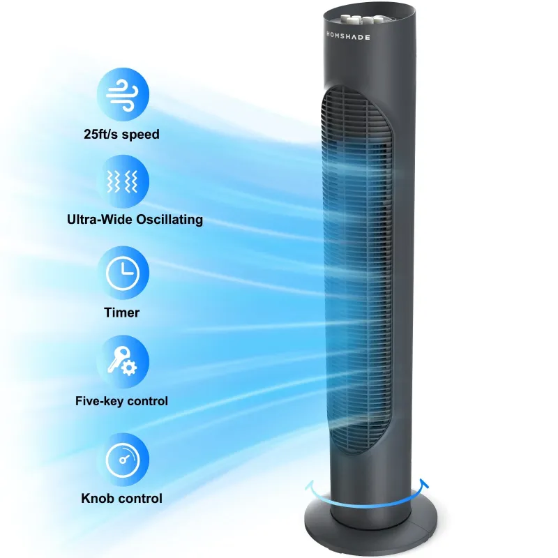 Photo 1 of **DAMAGED BASE**Tower Fan, 32" Wide Oscillating Cooling Fan with 3 Speeds 3 Wind Modes ,Timer,Pentatonic Button,Standing Fan for Home,Bedroom & Office
