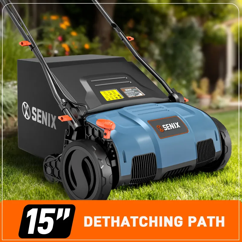 Photo 1 of ** Not Functional ** Parts Only ** SENIX Corded Dethatcher/Scarifier 2 in 1, 15" 13Amp, 5-Position Adjustment with Collection Bag, SCE13-M
