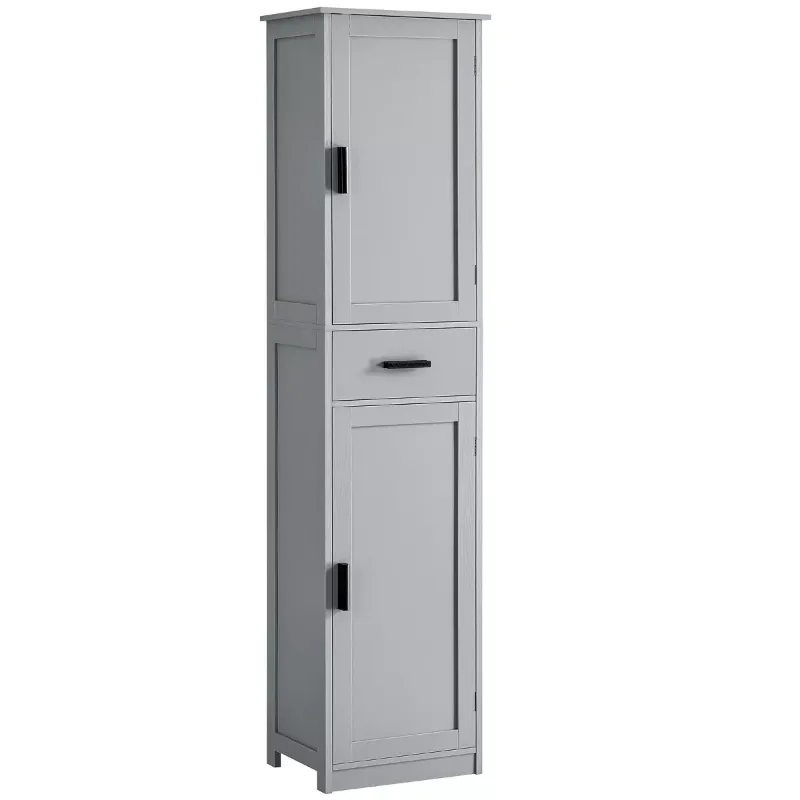 Photo 1 of ** Stock picture for reference only ** White Color ** Tall Bathroom Cabinet, Storage Cabinet with 4 Shelves & 2 Doors, Narrow Storage Cabinet for Bathroom, Living Room, Home Office, Greige