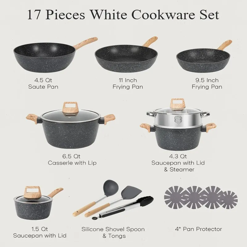 Photo 1 of ** Stock Picture for reference only ** SODAY Granite Kitchen Nonstick Cookware Set