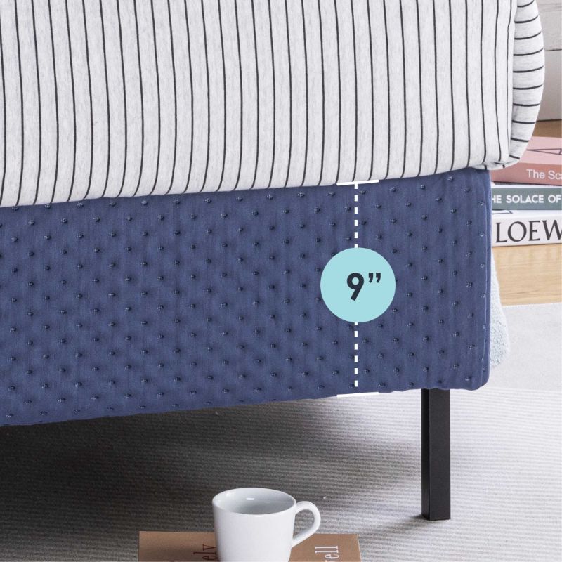 Photo 1 of ** Only the cover ** Missing metal box ** Mellow 9" Box Spring, Heavy Duty Steel, Easy Assembly, Navy, King
