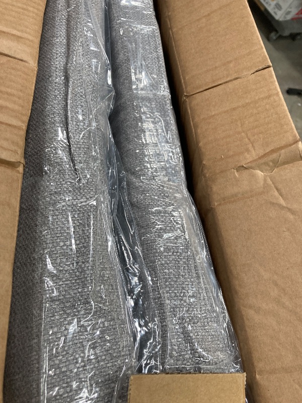 Photo 1 of ** partial set ** Missing legs ** Damaged ** ROQ Linen Upholstered Headboard for Full & Queen Size Bed, Vertical Channel Tufted Rectangular Headboard with Solid Wood Legs & Adjustable Width, Padded Bed Backboard, Easy Assembly (Gray)
