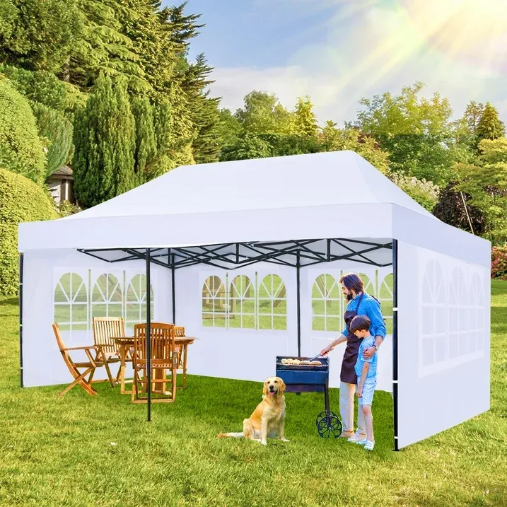 Photo 1 of ** Partial Set ** Only poles ** GVDV 10' x 20' Pop up Canopy Tent Party Tent Outdoor Event Instant Tent Gazebo with Removable Sidewalls and Carry Bag, White
