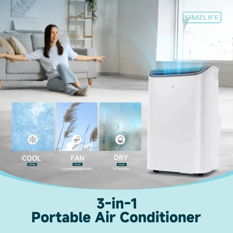 Photo 1 of ***(SELLING AS PARTS ONLY)*** Simzlife 14,000 BTU Portable Air Conditioner - Indoor Portable Air Cooler with Remote Control, grey
